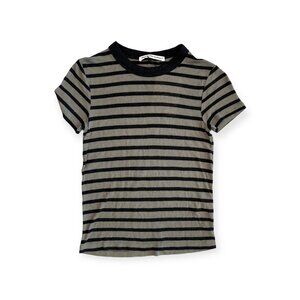 T by Alexander Wang Size XS Striped Olive + Black Tee Shirt
